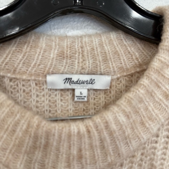 Madewell Belfiore Ribbed Pullover Sweater Women’s Size Large Tan Wool Blend - Picture 3 of 8